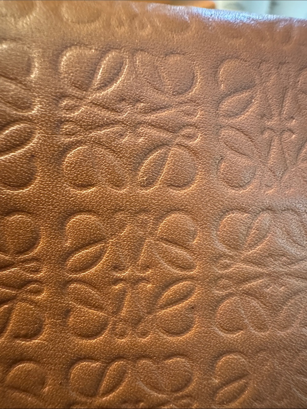 LOEWE Embossed Anagram Leather Wallet in Tan - Picture 10 of 11